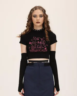 Troublemaker Graphic T-Shirt with Gloves