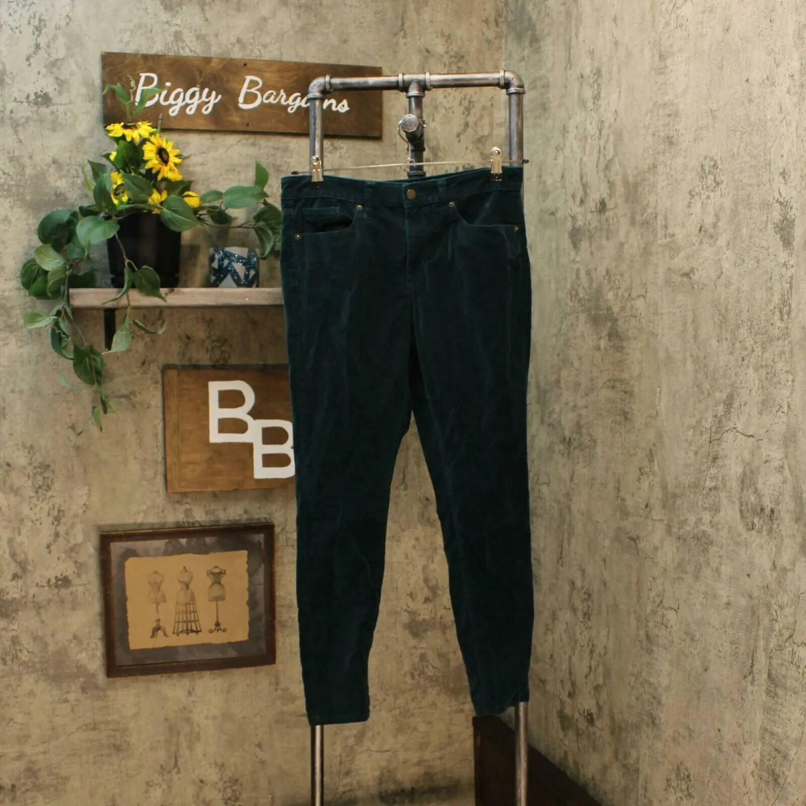 Universal Thread Womens High Rise Skinny Corduroy Pants Green 6