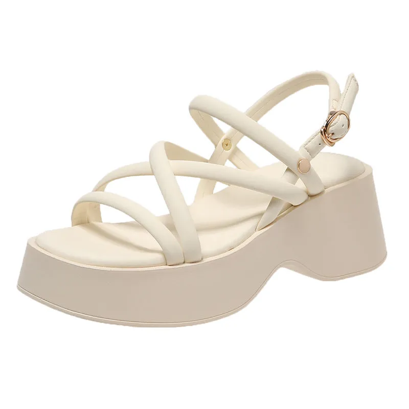 Velcro Cross Strap Platform Sandals