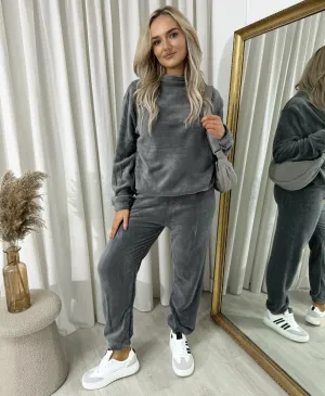 Velvet Long Sleeve Loose Top and Jogger Loungewear Co-ord Set