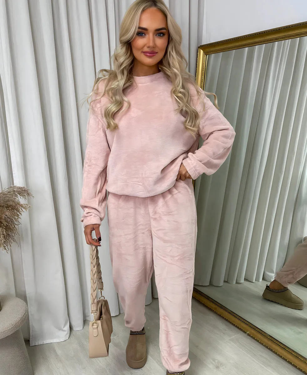 Velvet Long Sleeve Loose Top and Jogger Loungewear Co-ord Set