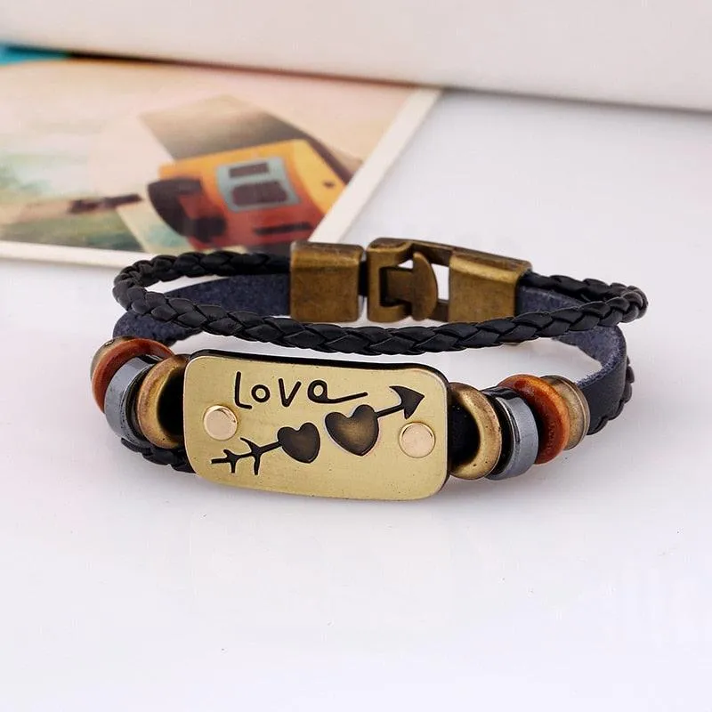 Vintage Simple Leather Gothic Adjustable Strap Bracelet