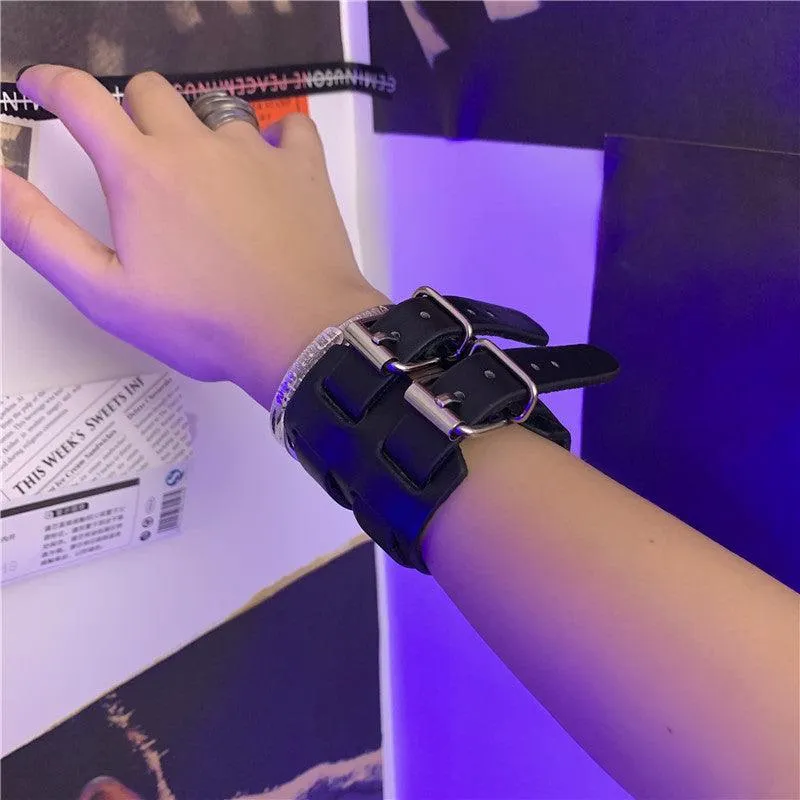 Vintage Simple Leather Gothic Adjustable Strap Bracelet