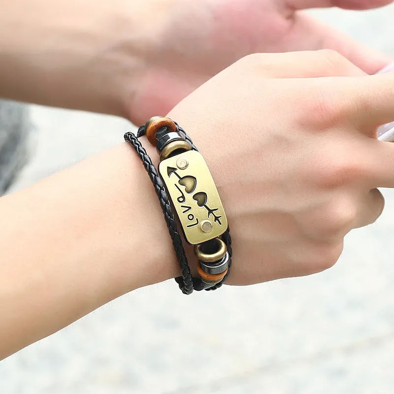 Vintage Simple Leather Gothic Adjustable Strap Bracelet