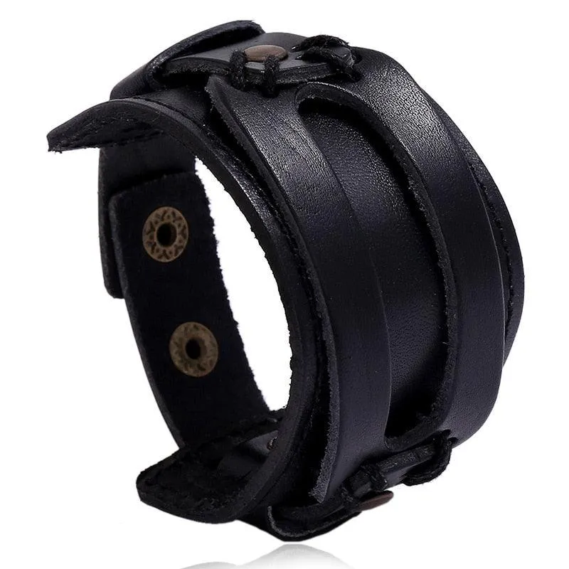 Vintage Simple Leather Gothic Adjustable Strap Bracelet