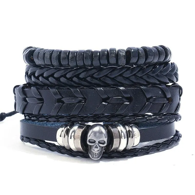 Vintage Simple Leather Gothic Adjustable Strap Bracelet