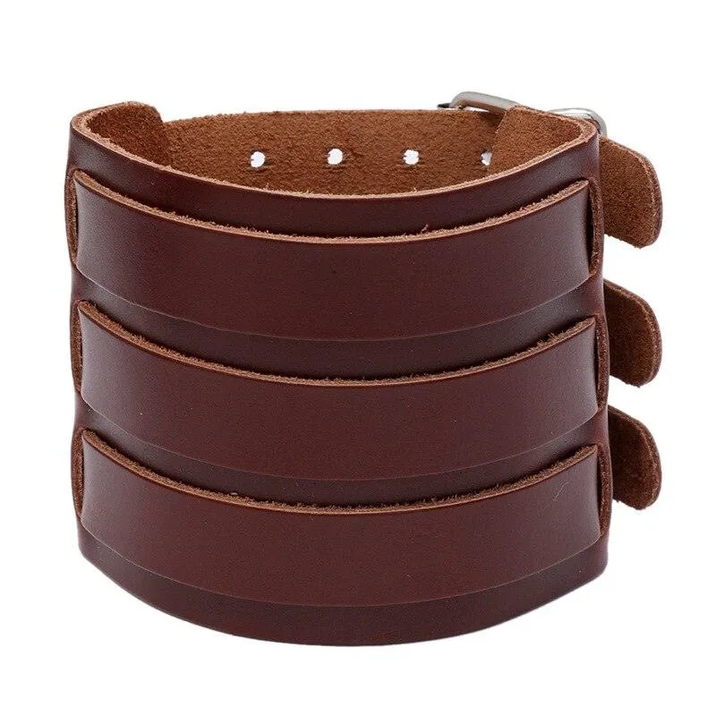 Vintage Simple Leather Gothic Adjustable Strap Bracelet