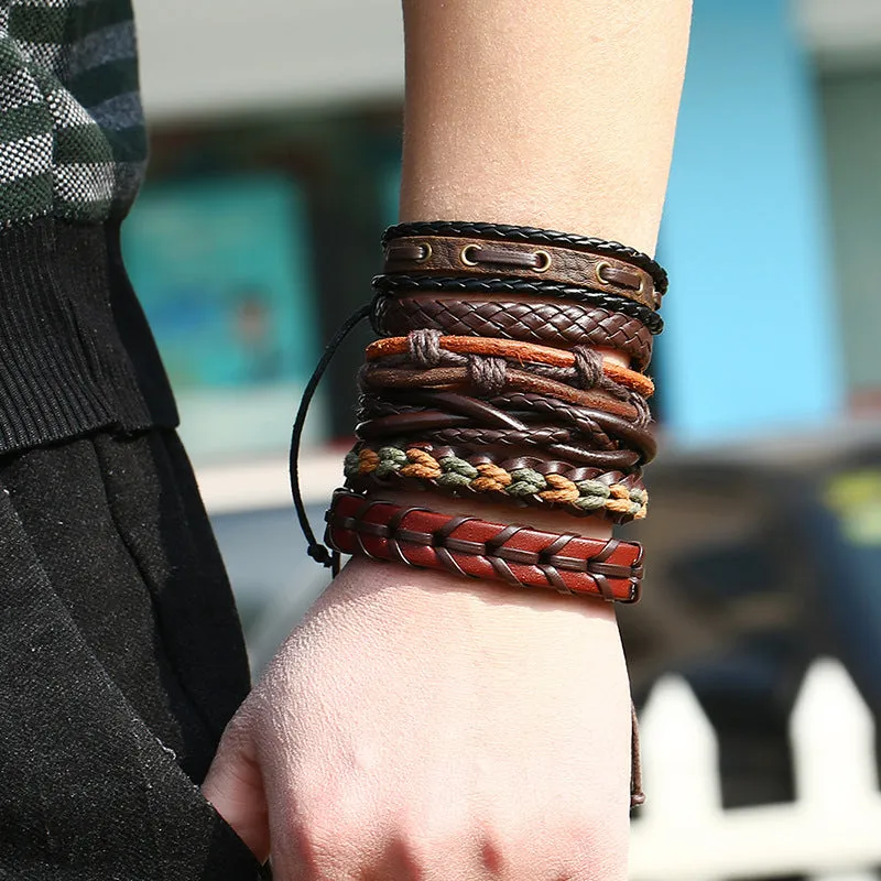 Vintage Simple Leather Gothic Adjustable Strap Bracelet