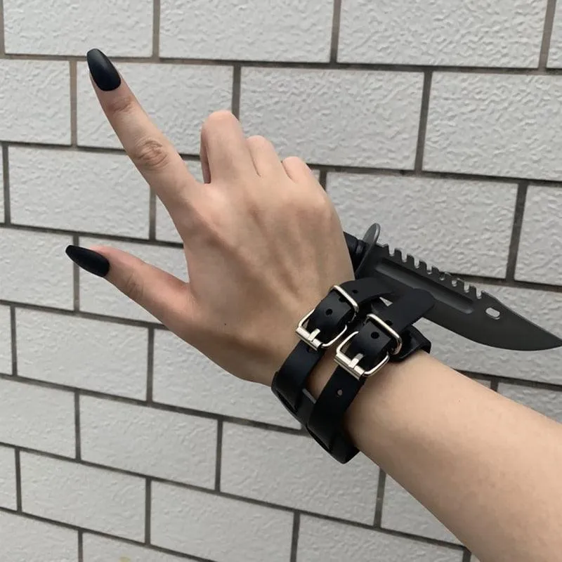 Vintage Simple Leather Gothic Adjustable Strap Bracelet