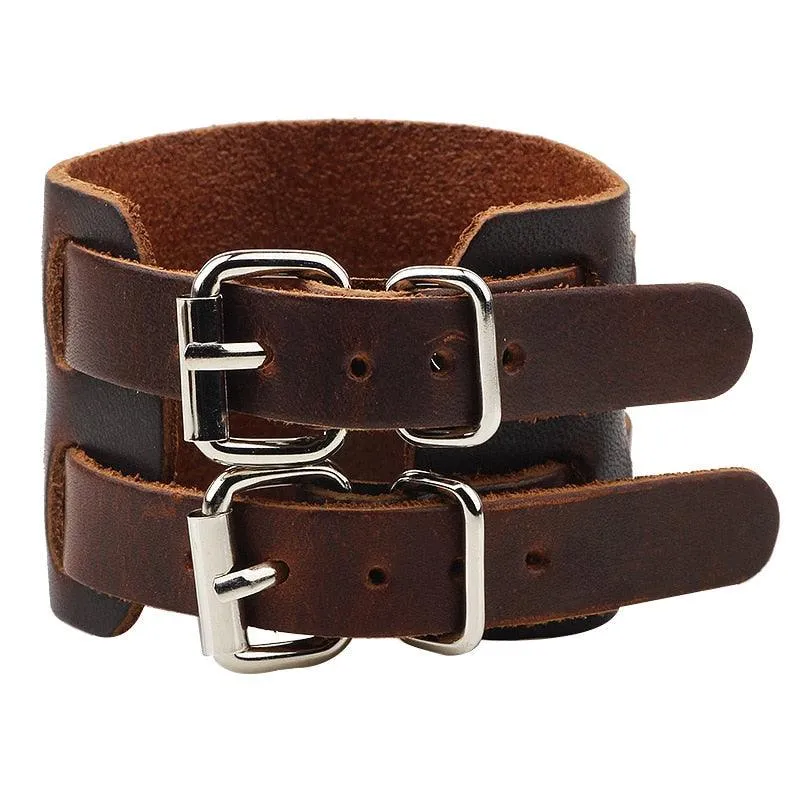 Vintage Simple Leather Gothic Adjustable Strap Bracelet