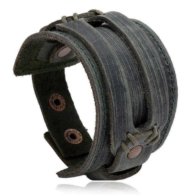 Vintage Simple Leather Gothic Adjustable Strap Bracelet