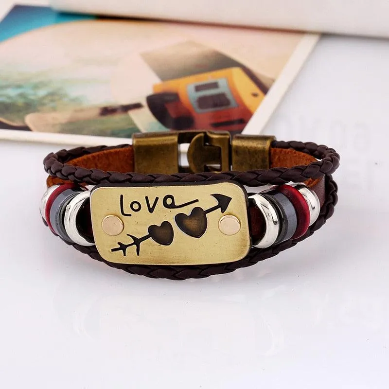 Vintage Simple Leather Gothic Adjustable Strap Bracelet