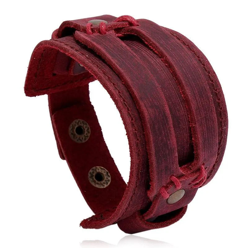 Vintage Simple Leather Gothic Adjustable Strap Bracelet