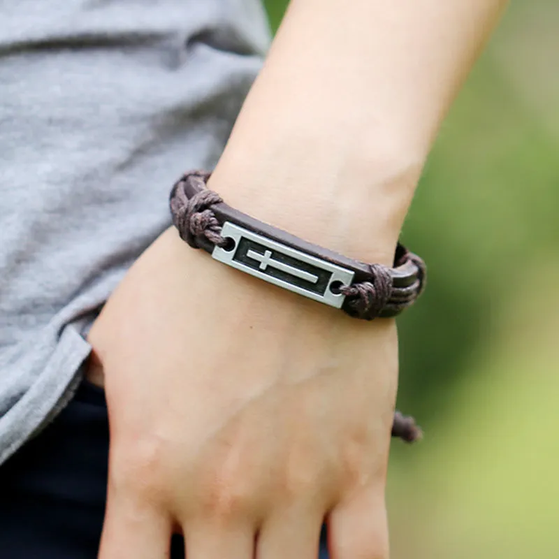 Vintage Simple Leather Gothic Adjustable Strap Bracelet