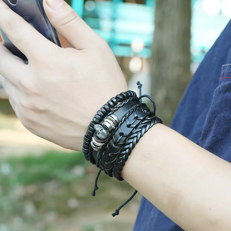 Vintage Simple Leather Gothic Adjustable Strap Bracelet