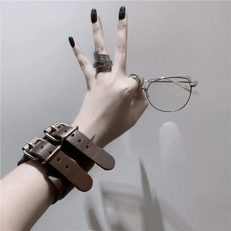 Vintage Simple Leather Gothic Adjustable Strap Bracelet