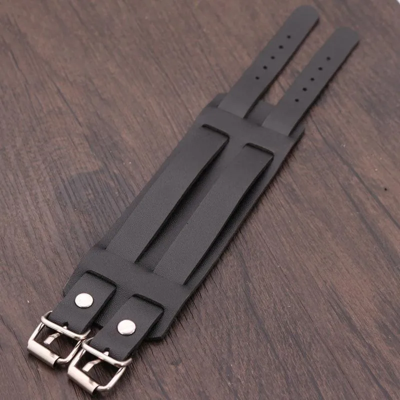 Vintage Simple Leather Gothic Adjustable Strap Bracelet