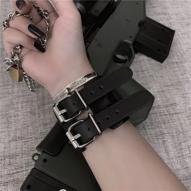 Vintage Simple Leather Gothic Adjustable Strap Bracelet