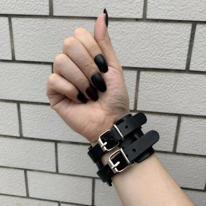 Vintage Simple Leather Gothic Adjustable Strap Bracelet
