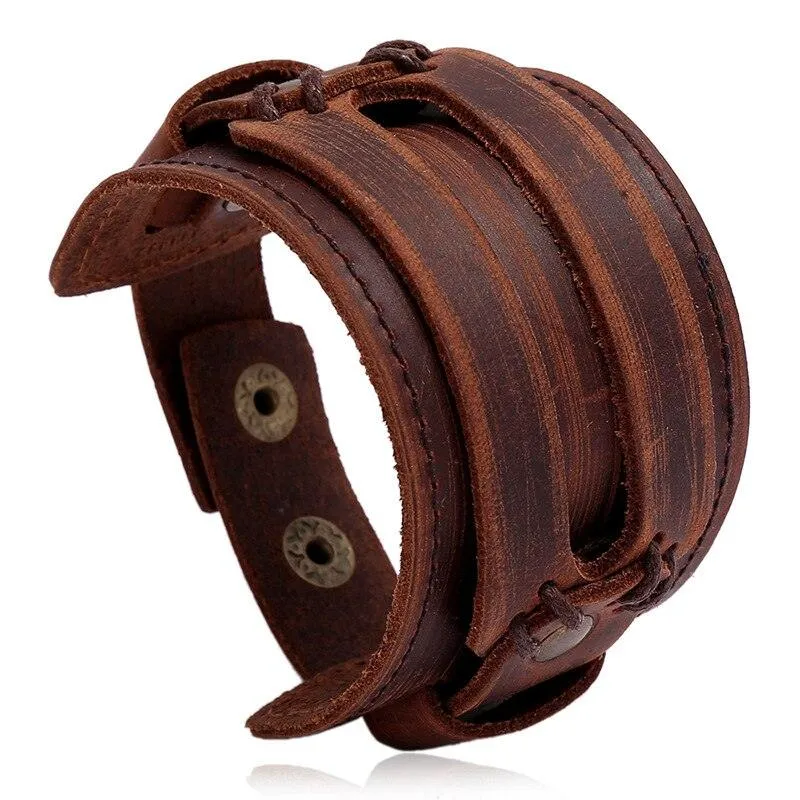 Vintage Simple Leather Gothic Adjustable Strap Bracelet