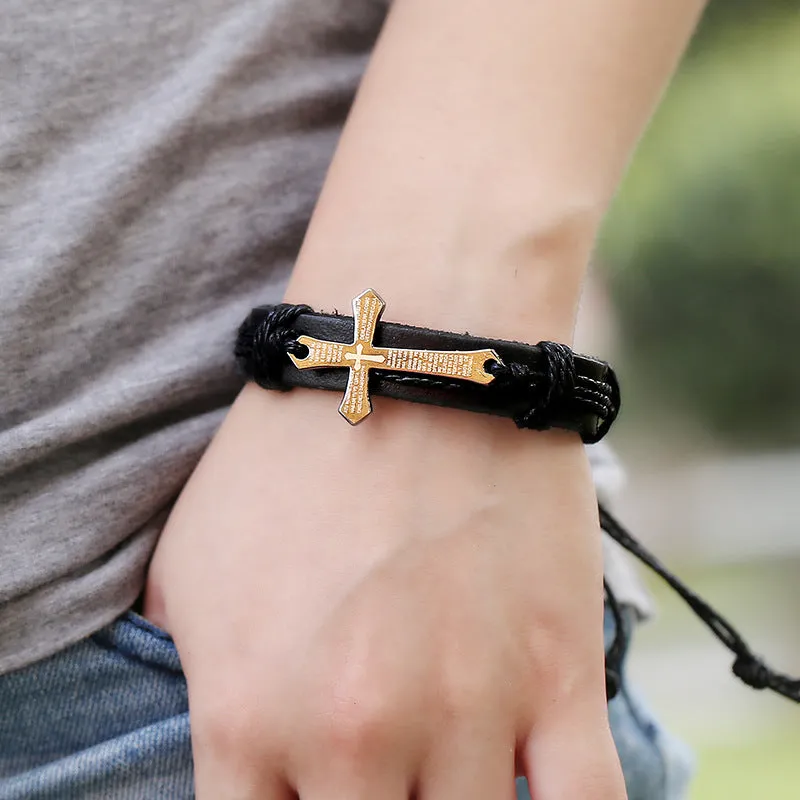 Vintage Simple Leather Gothic Adjustable Strap Bracelet