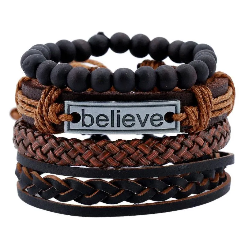 Vintage Simple Leather Gothic Adjustable Strap Bracelet