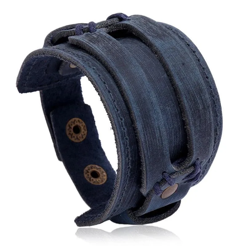 Vintage Simple Leather Gothic Adjustable Strap Bracelet