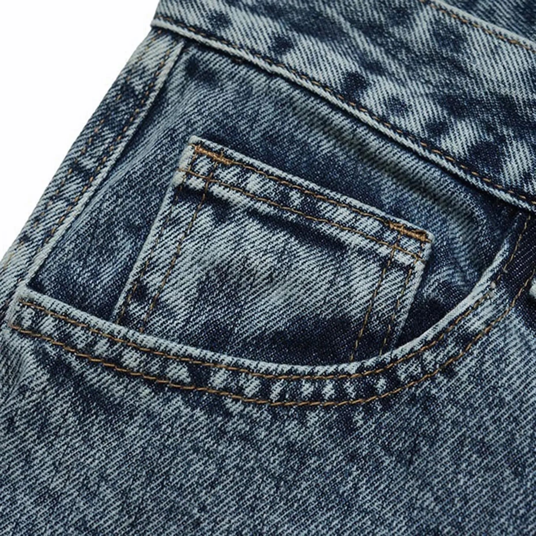 Vintage Wash Wide-Leg Cargo Denim Jeans
