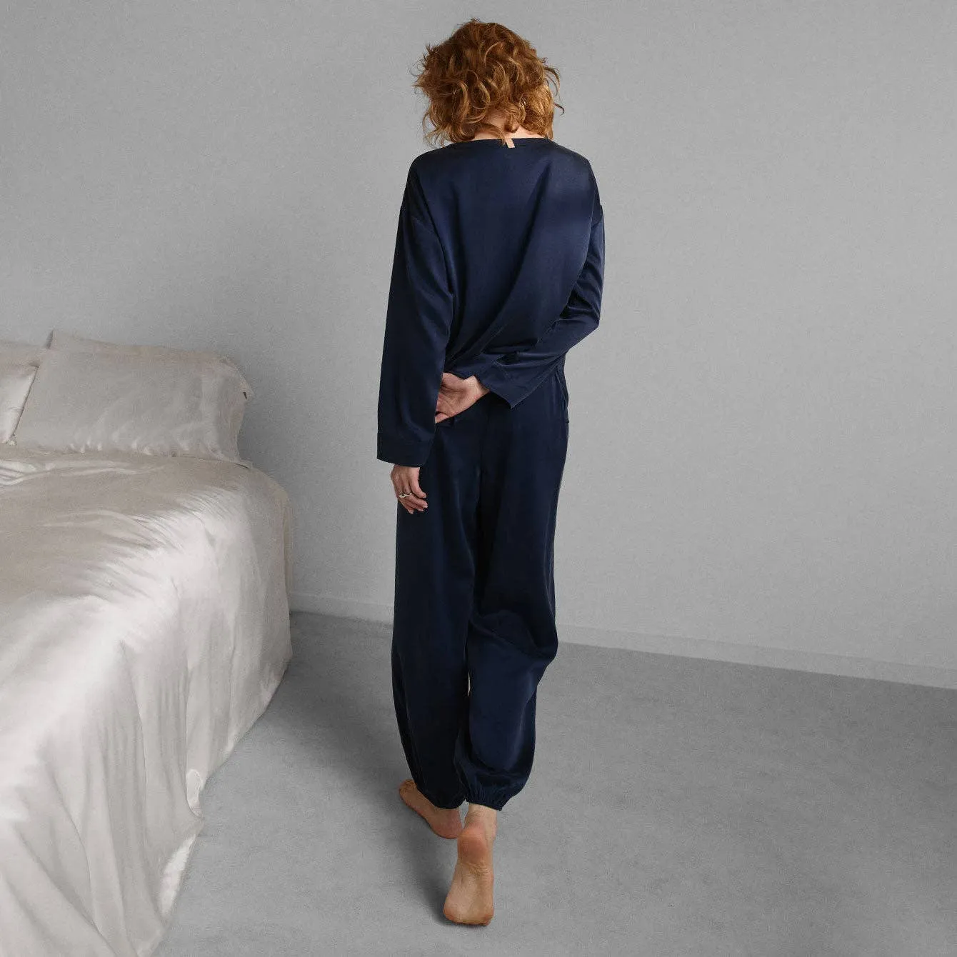 Washable Silk Long Sleeve Jogger Pant Set