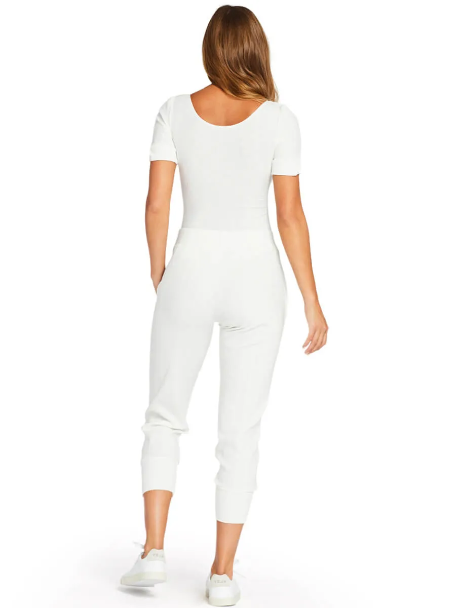 West Pant in White Organic Rib
