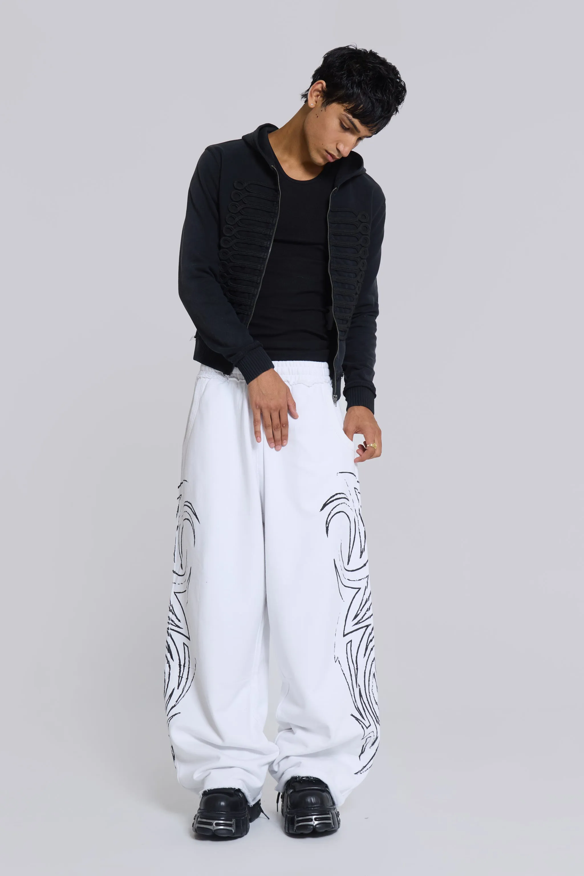White Baggy Blade Joggers