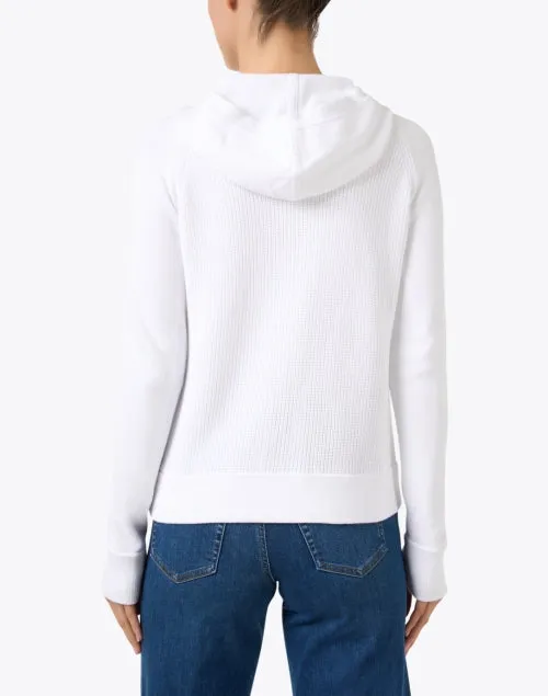 White Cotton Zip Hoodie Jacket