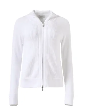 White Cotton Zip Hoodie Jacket