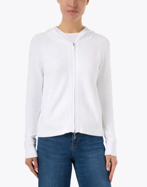 White Cotton Zip Hoodie Jacket
