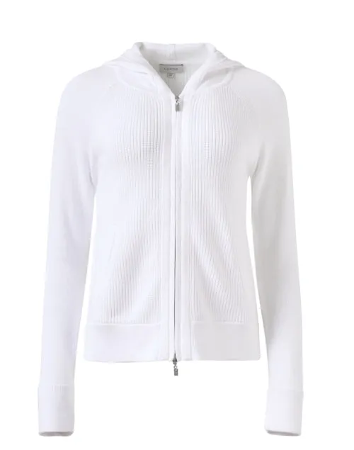 White Cotton Zip Hoodie Jacket