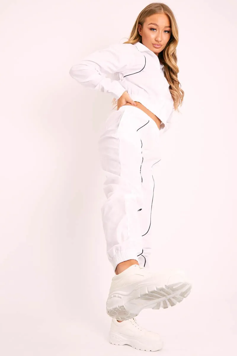 White Zip Front Hoodie Cuff Jogger Co-Ord - Kason