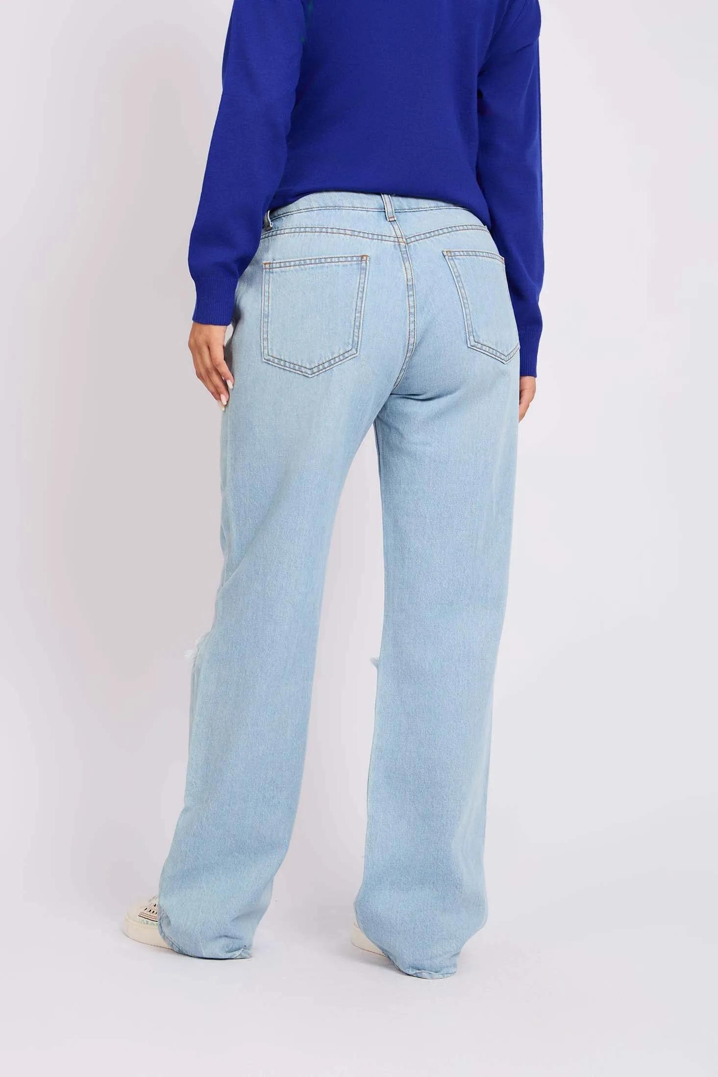 Women Denim Pant  Relaxed Fit High Waist Blue