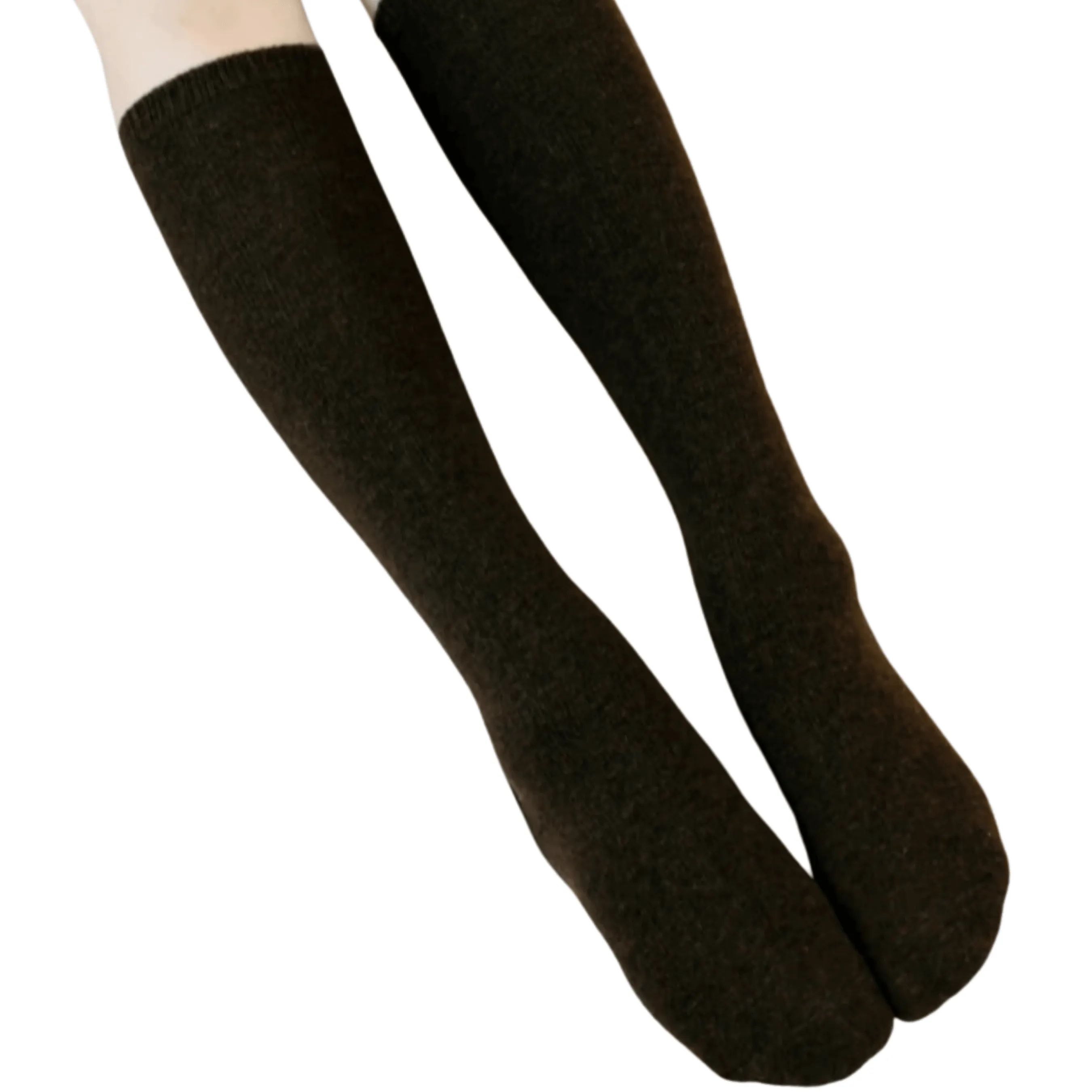 Women's 100% Cashmere Wool Knee Socks - Black