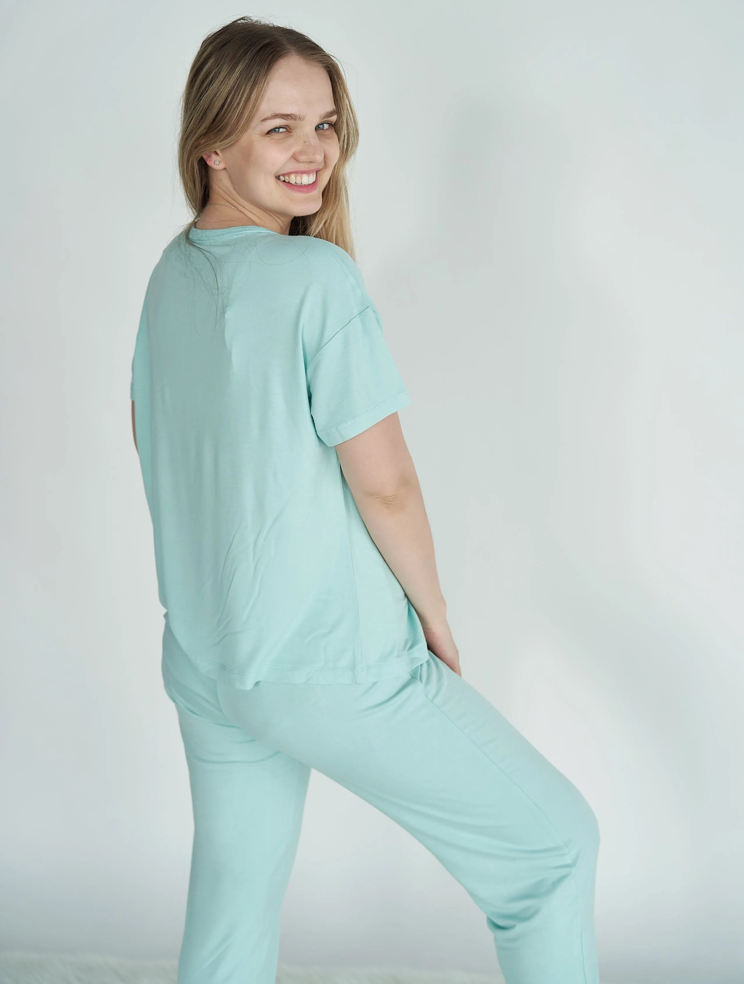 Women's Bamboo Short Sleeve Loungewear Set (Cotton Candy)