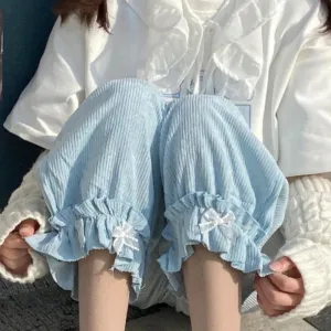 Women's Kawaii High-Waist Corduroy Pants