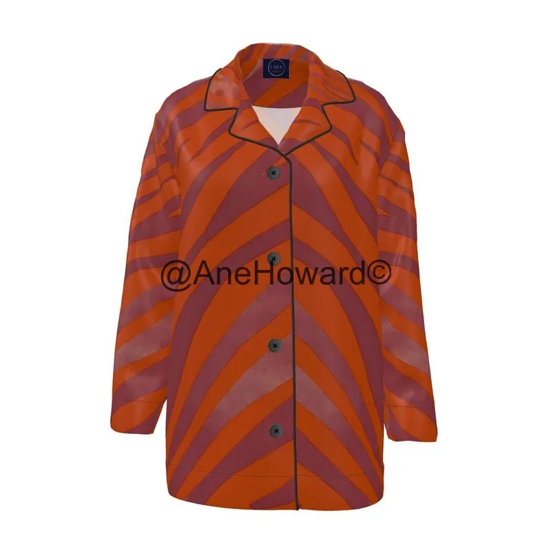 Women's Luxury Loungewear Shirt Red Zebra