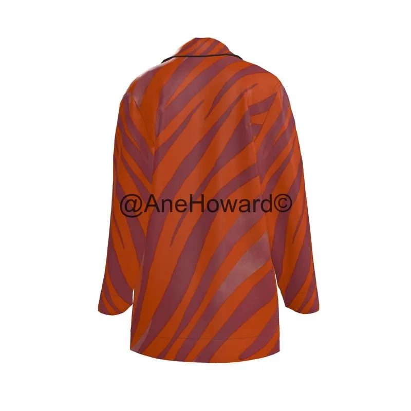 Women's Luxury Loungewear Shirt Red Zebra