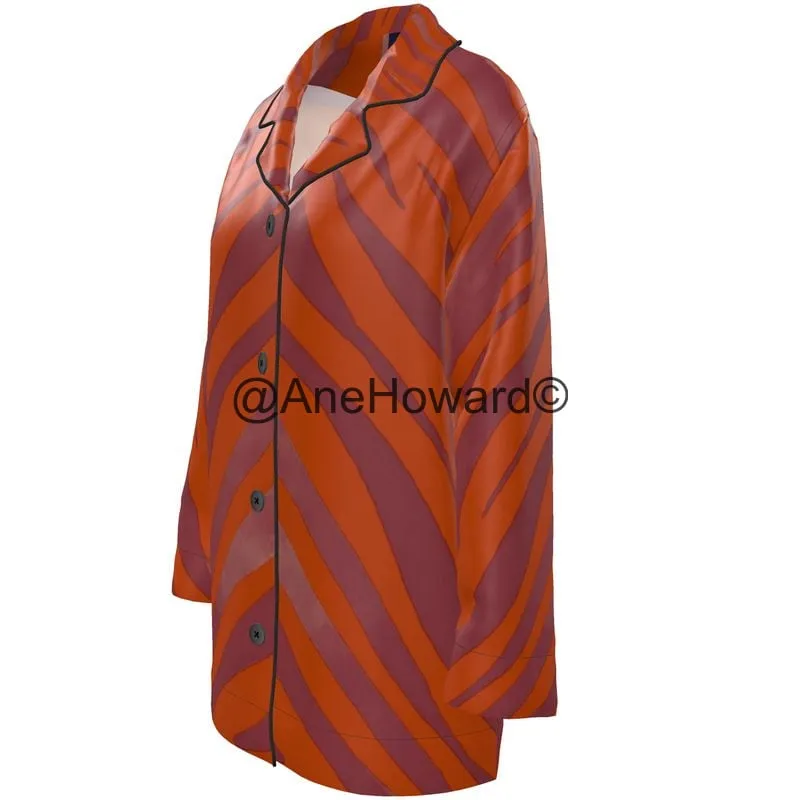 Women's Luxury Loungewear Shirt Red Zebra