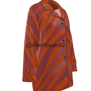 Women's Luxury Loungewear Shirt Red Zebra
