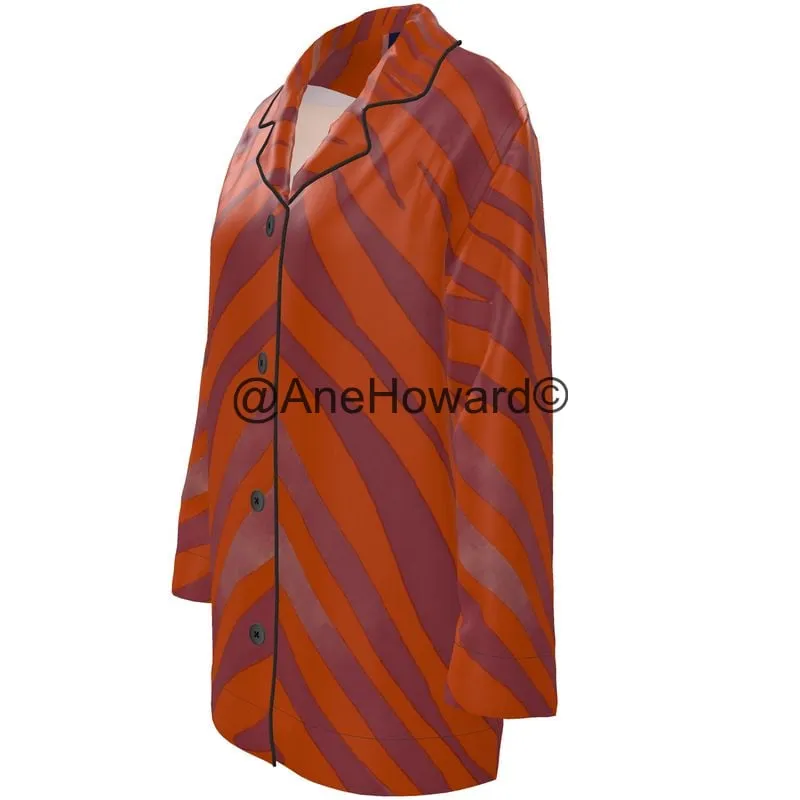 Women's Luxury Loungewear Shirt Red Zebra
