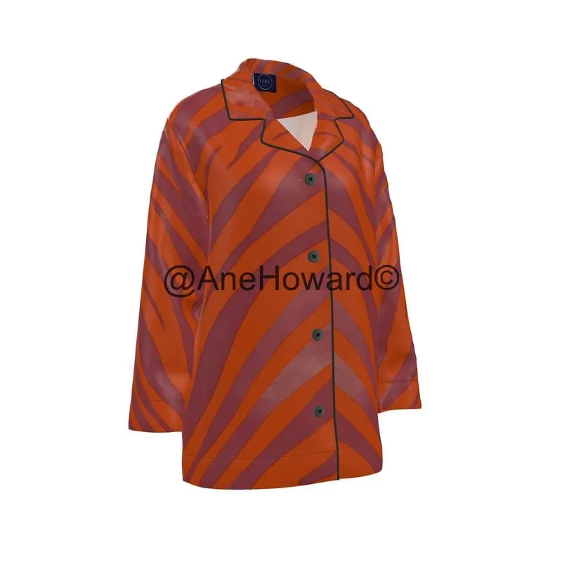 Women's Luxury Loungewear Shirt Red Zebra