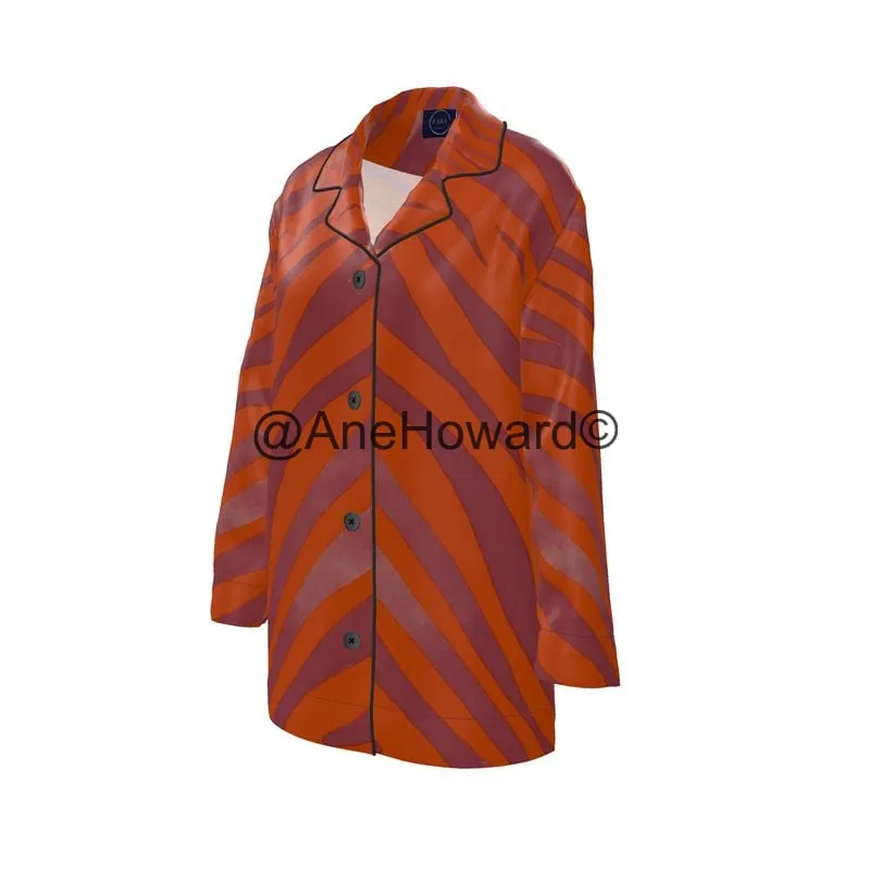 Women's Luxury Loungewear Shirt Red Zebra