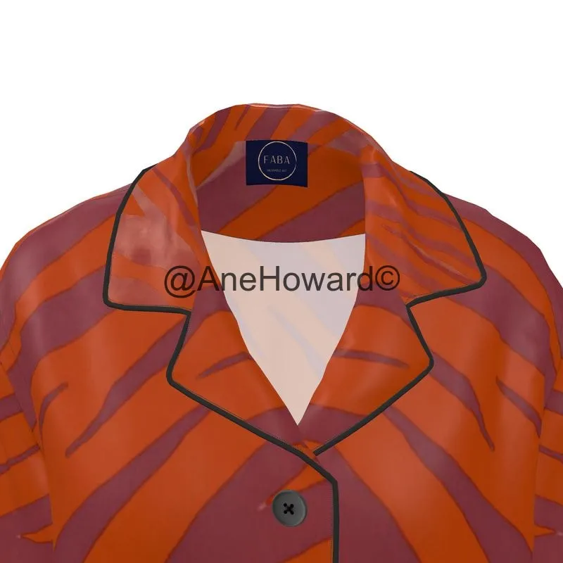 Women's Luxury Loungewear Shirt Red Zebra