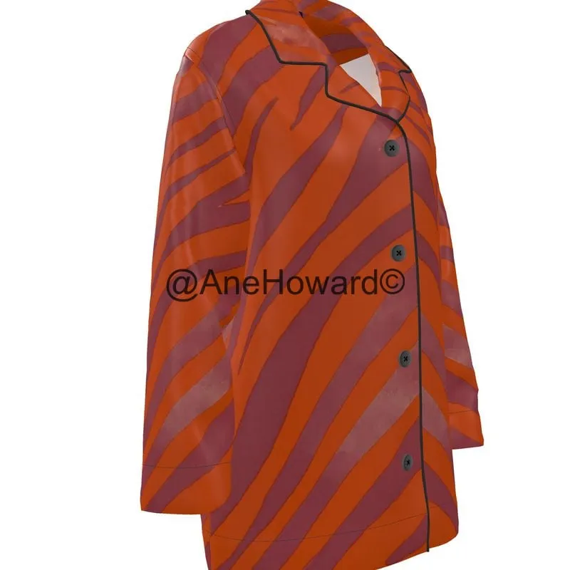 Women's Luxury Loungewear Shirt Red Zebra