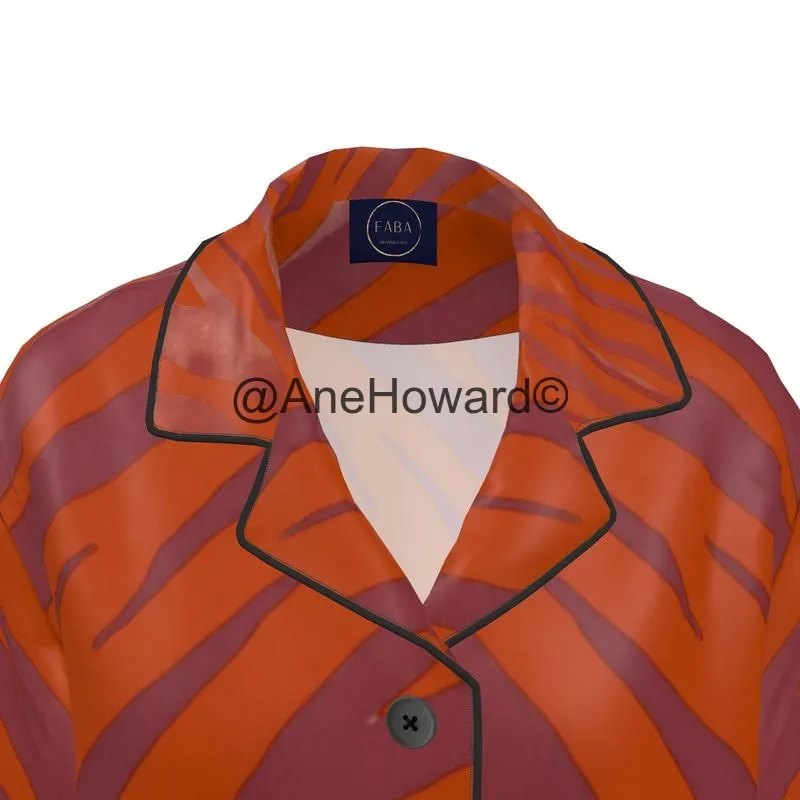 Women's Luxury Loungewear Shirt Red Zebra